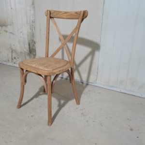 Crossback Stühle aus Holz mit Rattan-Sitzfläche